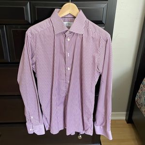 ETON Mens Dress Shirt, purple checkered, EUC
